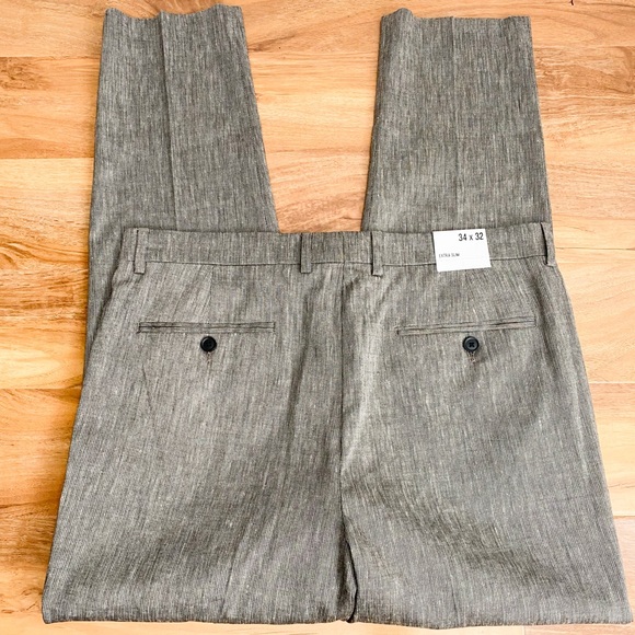 Express Mens Linen 2-Piece Suit Set Blazer Sport Coat 44R Pants 34x32 Gray Slim - Picture 8 of 12